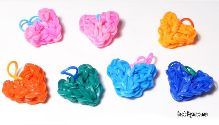 Брелок Сердце из резинок rainbow loom Брелок Сердце из резинок rainbow loom