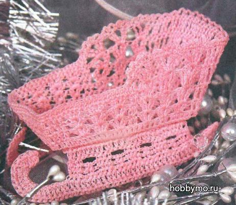 Сани вязаные крючком Сани вязаные крючком,,вязание,вязание крючком,игрушки,новый год,сани