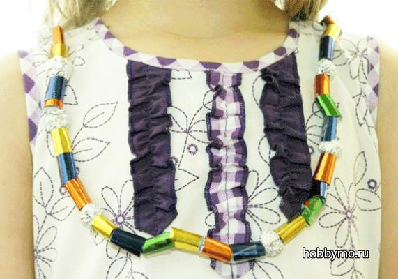 Бусы из фольги. Детские поделки Бусы из фольги. Детские поделки,,детские поделки,бусины из фольги,фольга,бусы из фольги