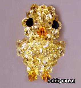 Цыпленок из кристаллов сваровски Цыпленок из кристаллов сваровски,,фулерена,фигурки из бисера,объемные фигурки из бисера,животные из бисера,птицы из бисера,цыпленок из бисера