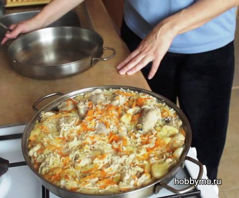 Плов с курицей. Приготовление в казане Плов с курицей. Приготовление в казане