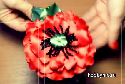 Цветы из атласной ленты 1,2см. Видео мастер-класс канзаши