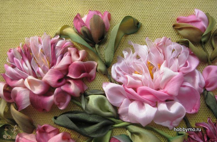 Мастер-класс: Вышивка корзинки с розами шёлковыми лентами. Часть-5. Silk ribbon embroidery.